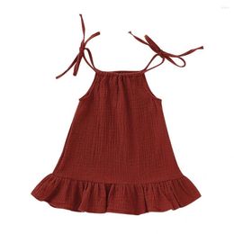 Girl Dresses Simple Dress Girls Kids Beach Flat Collar Sweat Absorption Big Hem Children