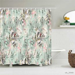 Shower Curtains Flower Plant Leaf Cactus Shower Curtains Bathroom Curtain Frabic Waterproof Polyester Decoration Bathtub Screen with