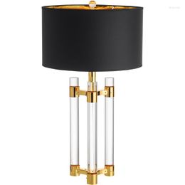 Table Lamps High Quality Luxury Fashion Black Crystal E27table Lamp Bedroom Bedside Brief Modern Decoration Led