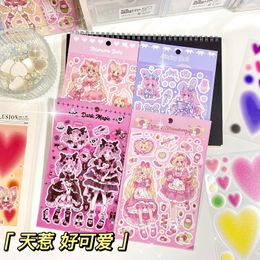 Gift Wrap 2Pcs Cute Doll Girls Stickers Kawaii Princess Cartoon Label Paper Scrapbooking DIY Decoration Sticker Korean Stationery