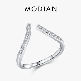 Modian 925 Sterling Silver Simple Open Size Index Finger Ring For Women Classic Sparkling Wedding Engagement Luxury Fine Jewellery