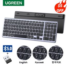 Keyboards UGREEN Keyboard Wireless Bluetooth 5.0 2.4G Russian/Korean/EN 99 Keycaps For MacBook iPad PC Tablet USB C Rechargeable Keyboard 230715