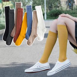 Women Socks 2 Pairs Womens Cotton Knee High Black White Solid Colour Fashion Casual Calf Sock Female Girl Party Dancing Sexy Long