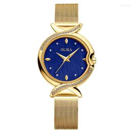 Wristwatches Relogio Feminino Gold Watch Women Olika Watches Ladies Creative Design Steel Women's Bracelet Female Waterproof Clock