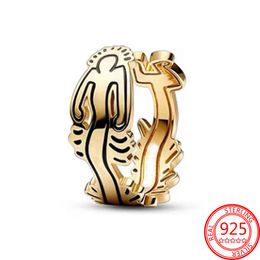 100% 925 Sterling Silver Painter's Commemorative Edition Finger Ring Wavy Figure Open Ring for Women Silver Ring Jewellery