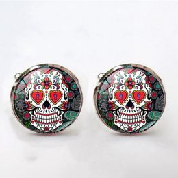 Design Round Glass Cuff Links Vintage Skeleton Cufflinks for Mens Skull Fashion Shirt Cufflinks Button Jewellery Gift