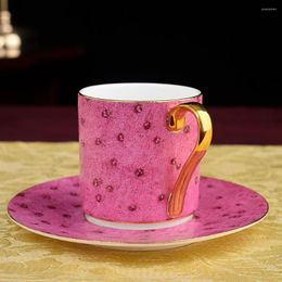 Cups Saucers Nordic Style Pink Leopard Print Texture Coffee Cup Creative Mug High Grade Gifts Cupporcelain British And Saucer