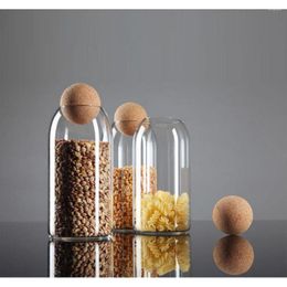 Storage Bottles Glass Jar Round Ball Cork Seal Transparent Coffee Tank Grains Dried Fruit Sealed Kitchen