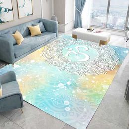 Carpets Psychedelic Colourful Mandala Porch Carpet Bohemia Non-slip Living Room Bedroom Floor Mat Non-slip Kitchen Bathroom Floor Mat R230717