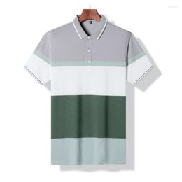 Men's Polos Men Contrast Colour Polo Casual Daily Chic Youth Teen Summer Fashion Shirt Cool Design Male Gradient Sport Top Clothes