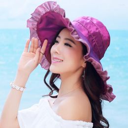 Wide Brim Hats Female Summer UV Visor Hat Lady Korean Beach Sunscreen Cap Women Folding B-4862