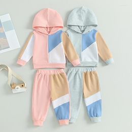 Clothing Sets FOCUSNORM 0-3Y Infant Baby Boys Girls Clothes 2pcs Colour Patchwork Long Sleeve Hoodies Tops Pants