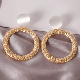 Dangle Earrings European And American Big Circle Anti Fading Metal Oversize For Women Golden Cool Girl Fashion Jewellery