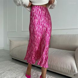 Skirts Fashion Slim Zebra Print Women's Skirt Bodycon High Waist Long Fishtail Streetwear Elegant Satin A-Line For Women