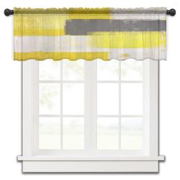 Curtain Oil Painting Abstract Geometric Yellow Kitchen Curtains Tulle Sheer Short Bedroom Living Room Home Decor Voile Drapes