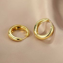 Stud 2023 New Classic Smooth Round Metal Hoop Earrings For Woman Exquisite Fashion Korean Jewellery Temperament Girl's Party Gifts J230717