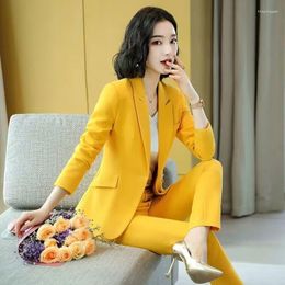 Women's Two Piece Pants 2023 Spring Autumn Women Pieces Sets Long Sleeve Blazer Coat Tops Pencil Trousers Office Lady Suits