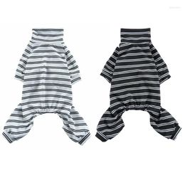 Dog Apparel Striped Clothes Cat Jumpsuit High Collar Long Sleeve 4-legs Shirt Sweatshirt Pyjamas For Small Dogs Pug Sleepwear Overalls