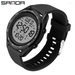 Wristwatches SANDA Outdoor Sports Mens Watches Multifunction Waterproof Electronic Watch LED Digital Male Clock Chronograph Relogio