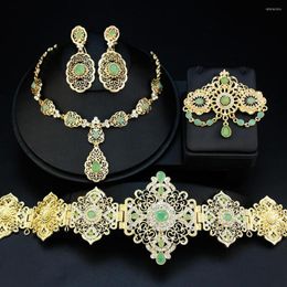 Necklace Earrings Set Neovisson Moroccan Fashion Style Caftan Belt Crystal Brooch Choker Round Drop Earring Jewellery Love Gift