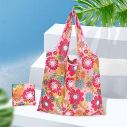 Storage Bags 4Pcs Shopping Reusable Large Capacity Exquisite Pattern Polyester Folding Type Grocery Tote For Women