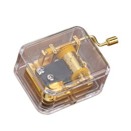 Unique Musical Box Acrylic Hand Novelty Items Crank Music Box Golden Movement Melody Castle in the Sky Creative Gift Artware dh8560