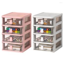 Storage Boxes Makeup Organiser For Vanity Cosmetic Case 4-Tier Clear Desktop Transparent Box With Cover Drawer