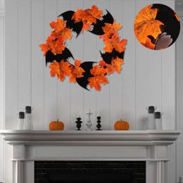 Decorative Flowers Halloween Wreath Decor Realistic Wall Hanging Bat Decoration Garland Door Ornament