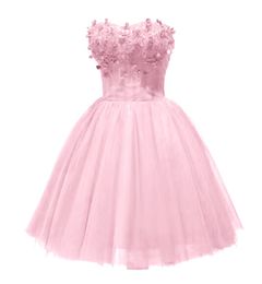 Short Homecoming Dresses Flowers Beading Appliques Lace-up Tulle Ball Gown Party Gowns Princess Plus Size Mini Birthday Prom Graudation Cocktail Party Gowns 70