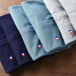 Men's Polos Spring Summer Business Casual Cotton Breathable National Flag Label T-Shirt Slim Short Sleeve POLO Shirt 811