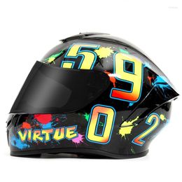 Motorcycle Helmets DOT Helmet Men Women Full Black Lens Personalized Street Running Virtual White Cascos Para Moto