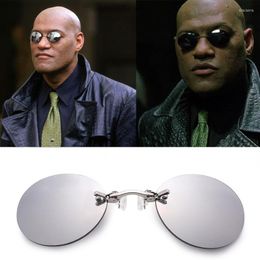 Sunglasses Round Clip-Nose Rimless Punk Clip On Women Men Driving Frameless Coating Eyeglasses UV400