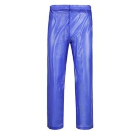 Men's Pants Clear Blue Man Transparent PVC Trousers Waterproof Loosen Easy Drop Off 230715