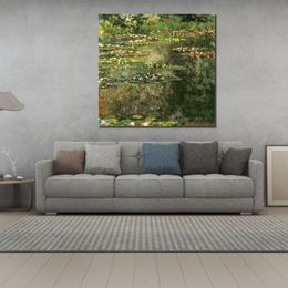 Canvas Art Hand Painted Oil Paintings of Claude Monet Water Lilies 1904 Ii Garden Landscape Artwork for Restaurant Decor