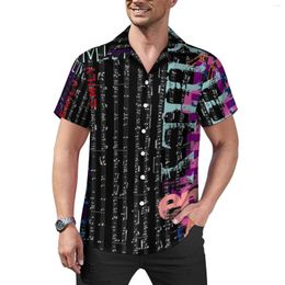 Men's Casual Shirts Word Graffiti Music Notes Print Vacation Shirt Hawaiian Streetwear Blouses Male Graphic Big Size 3XL 4XL