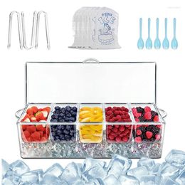Plates 5 Compartment Clear Party Platter Fridge Kicthen Tray With Flipover Lid Keep Cold Serving Dishes For Veggie Fruits Appetiser