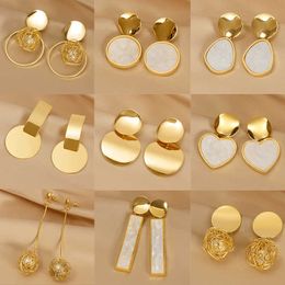 Stud Korean Fashion Statement Metal Geometric Earrings For Women Black Colour Acrylic Round Dangle Earrings 2022 Trend Female Jewellery J230717