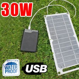 Batteries 30W Portable Solar Panel 5V Plate with USB Safe Charge Stabilise Battery Charger for Power Bank Phone Outdoor Camping Home 230715