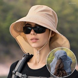 Berets Women Hat UV Resistant Bamboo Fisherman's Sun Protection 360 ° Panama Face Mask Shawl Shading