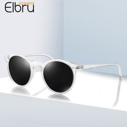 Sunglasses Elbru Vintage Fashion Women Transparent Frame Polarised Colourful Clear Lens Sun Glasses Classic Sunshades For Men 230717