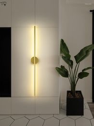 Wall Lamp Nordic Minimalist Led Long Strip Gold Lustre Art Decor Home Indoor Lighting Corridor Background Bathroom Studio Cafe