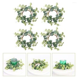 Decorative Flowers 4 Pcs Eucalyptus Wreath Ring Rustic Wedding Decorations Berry Plastic Pole Table