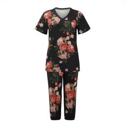 Women's Sleepwear Two Piece Suit Striped Pyjamas Set Short Sleeve Tops And Pants Joggers Long Women Lingerie