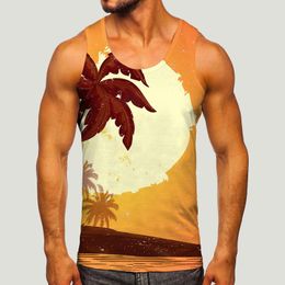 Men's Tank Tops Men Loose Summer Fashion Spring Casual Sleeveless O Neck Printed Long Sleeve T Shirt Set For