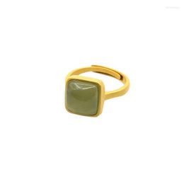 Cluster Rings Green Jade Women Designer 925 Silver Luxury Amulets Gift Adjustable Ring Carved Real Jewellery Stone Natural Accessories