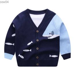 Winter Sweater Kids Cardigan Cotton Knit Cardigan Cartoon Sweater Shark Outerwear Sweater Baby Boy Clothes 2-6Year L230625