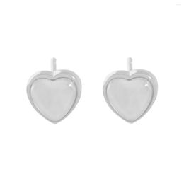 Hoop Earrings Small And Luxury Design Sense Minimal Moonlight Stone Agate Heart 925 Sterling Silver Female Texture