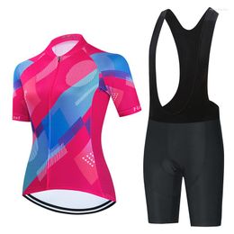 Racing Sets 2023 Fancy Pattern Cycling Jersey Women Summer Short Sleeve Clothing MTB Bike Uniform Maillot Ropa Ciclismo Bicycle Wear