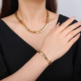 Wedding Jewelry Sets Selead Design Gold Plated Copper Flat Snake Chain Braided Necklace and Bracelet DIY Making Supplies Crafts 230717