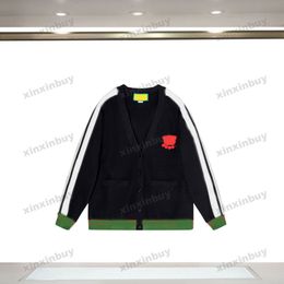 xinxinbuy Men women designer Sweatshirt Hoodie Cardigan Paris Letter gradient printing sweater blue black green S-2XL